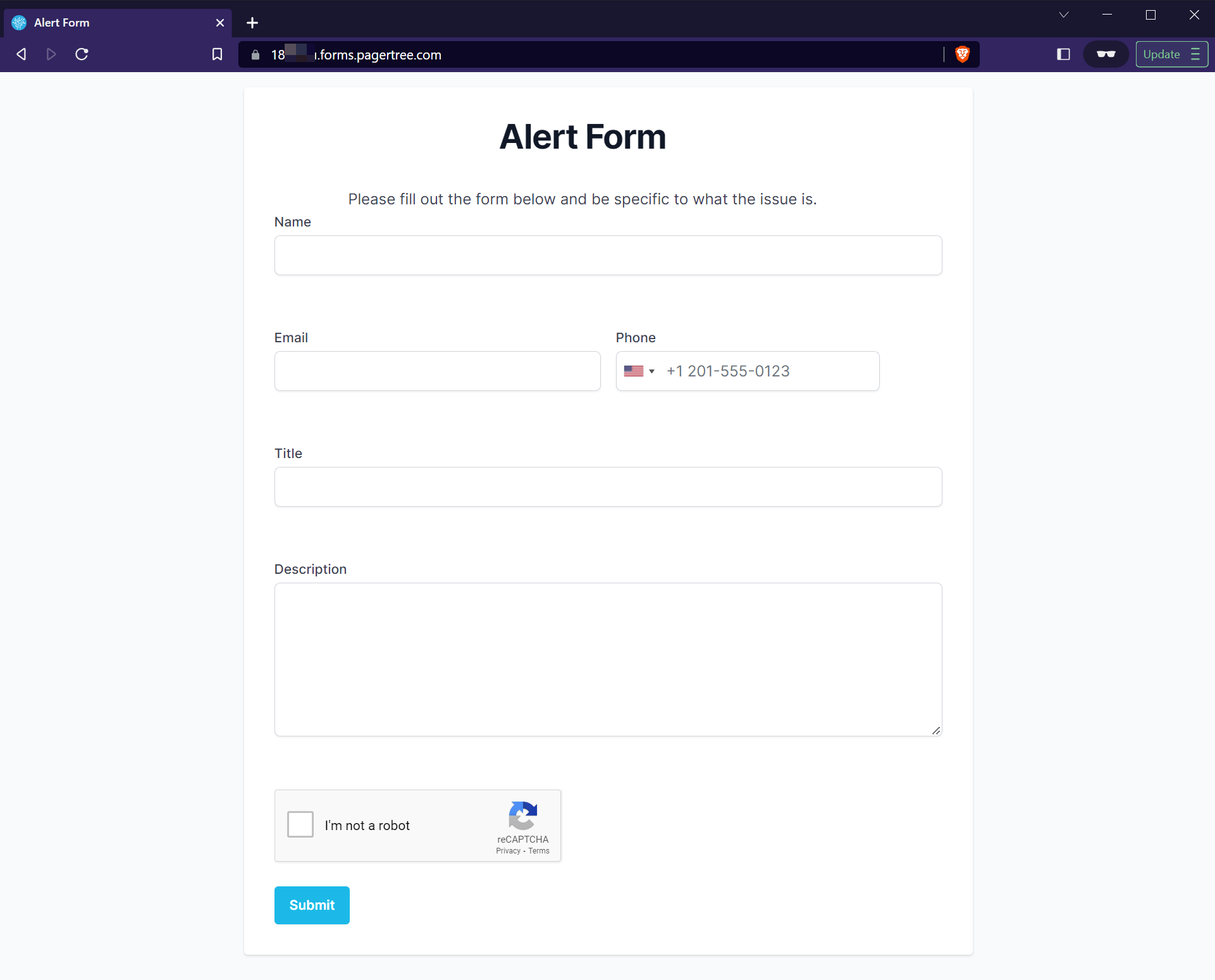PagerTree alert form